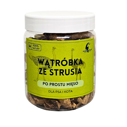 Liofilizowana wątróbka strusia 110g dla psa i kota alergia pokarmowa
