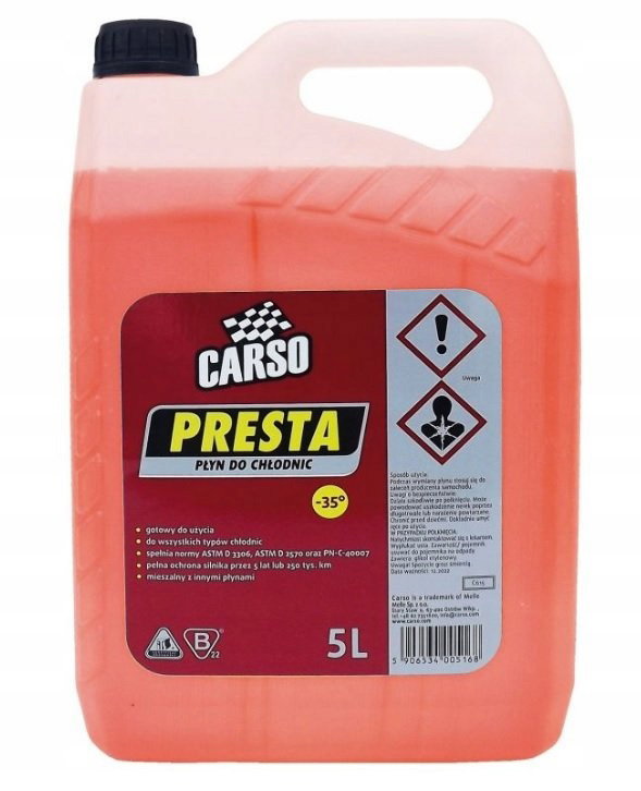 PLYN DO CHLODNIC PRESTA 5L -35C CZERWONY