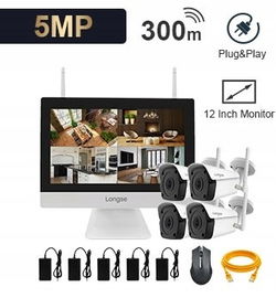 ZESTAW KAMER IP WIFI 4 KAMERY 5MPx + MONITOR (NVR)