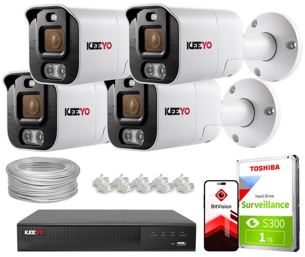 Zestaw do monitoringu IP KEEYO 4x LV-V-IP5M25TF-ADC 5Mpx