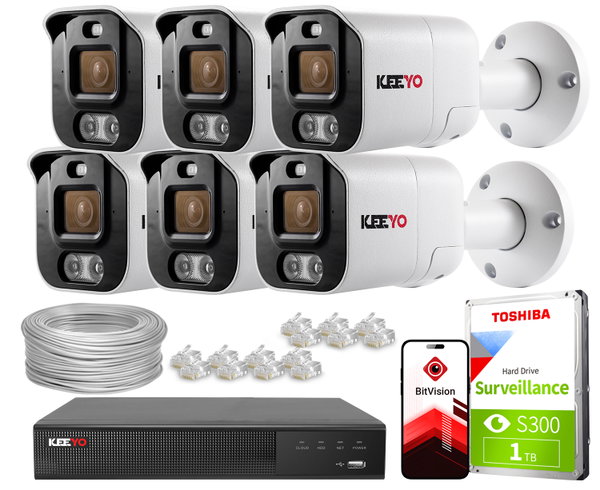 Zestaw do monitoringu IP KEEYO 6x LV-V-IP5M25TF-ADC 5Mpx