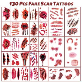 TATUAŻE HALLOWEEN STRASZNE BLIZNY RANY WODOODPORNE NAKLEJKI NA TWARZ