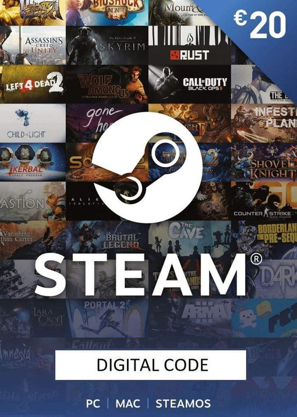 Portfel Steam Doładowanie 20 euro Klucz Wysyłka Email | Kod Cyfrowy 24/7