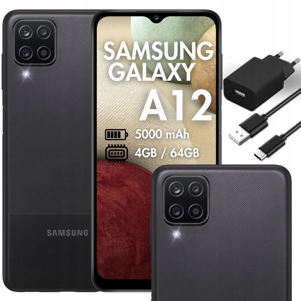 Samsung Galaxy A12 4/64GB LTE 60Hz | SM-A125F/DS | Czarny | A+++