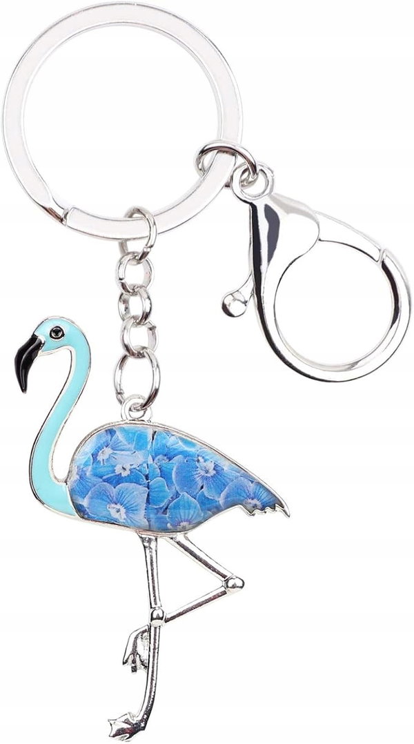 Zawieszka do kluczy flaming, Prezent Emaliowany Brelok Flamingo