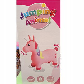 SKOCZEK GUMOWY ZWIERZĘ JEDNOROŻEC UNICORN RÓŻOWY DLA DZIECI 59x23x52 cm