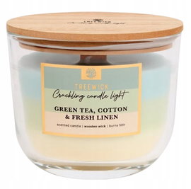 Świeca TreeWick tradycyjna 370G 50H FSC GREEN TEA COTTON FRESH LINEN
