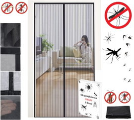 MOSKITIERA MAGNETYCZNA DRZWIOWA SIATKA NA KOMARY OWADY 100 x 210 cm CZARNA