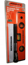 Poziomica 300mm Linijka 2m Temperówka 2 Ołówki Profejsonalny Set Werckmann