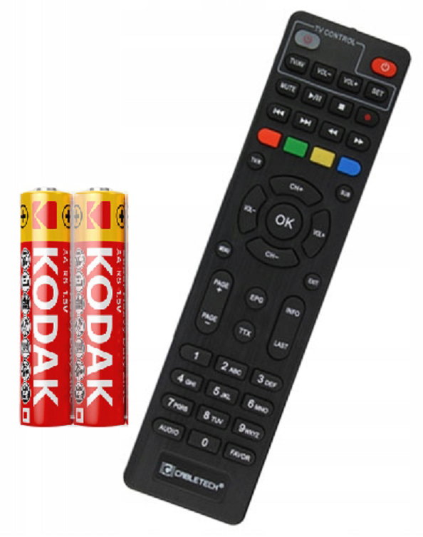 Pilot dekoder DVB-T2 Cabletech oryginał URZ0336A URZ0336B URZ0336C + 2 BAT.