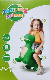 SKOCZEK GUMOWY SKACZĄCE ZWIERZĘ DINOZAUR ZIELONY DLA DZIECI 59x23x52 cm