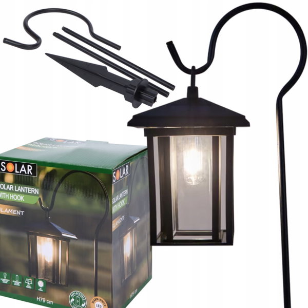 LAMPA SOLARNA LED LATARNIA OGRÓD TARAS BALKON CZUJNIK ZMIERZCHU WISZĄCA