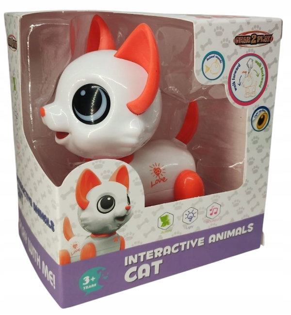 Interaktywny chodzący kotek robot Gear 2 Play CAT pomarańczowo biały