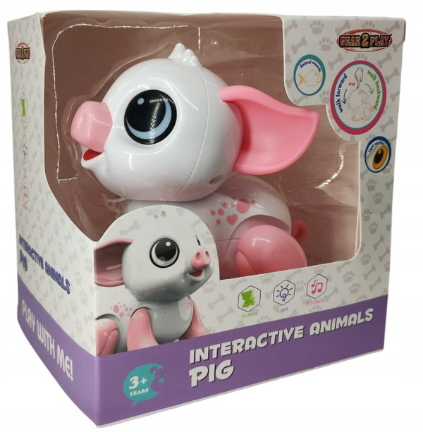 Interaktywny chodzący robot Pig Gear 2 Play Świnka biało różowa