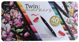 Flamastry Pisaki Mazaki TwinMarker Brush Bullet Tip DecoTime 40 szt. 37-120