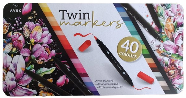 Flamastry Pisaki Mazaki TwinMarker Brush Bullet Tip DecoTime 40 szt. 37-120