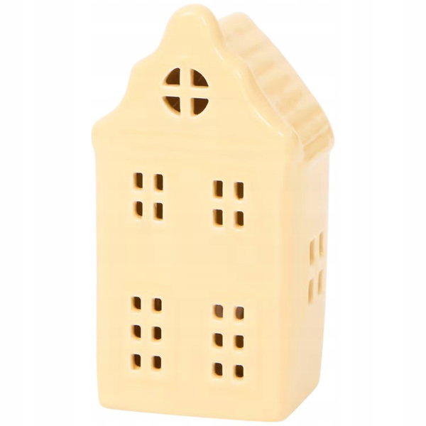 Domek lampion ceramiczny kamienica z oświetleniem LED Home Accents żółty