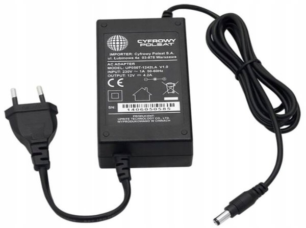 ORYGINAŁ Zasilacz CYFROWY POLSAT BOX model UP050T-1242A V1.0 TVSAT 12V 4.2A