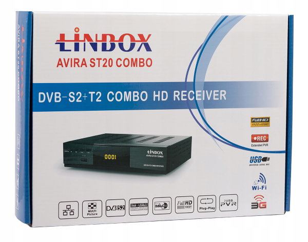 Dekoder DVB-S2 DVB-T2 USB FULL HD WIFI PVR Linbox Avira ST20 COMBO