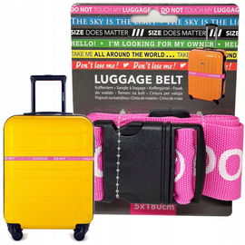 Pas zabezpieczający do bagażu walizki klamra LUGGAGE BELT 5x180cm RÓŻOWY