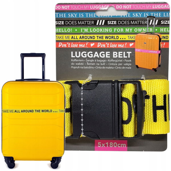 Pas zabezpieczający do bagażu walizki klamra LUGGAGE BELT 5x180cm ZÓŁTY
