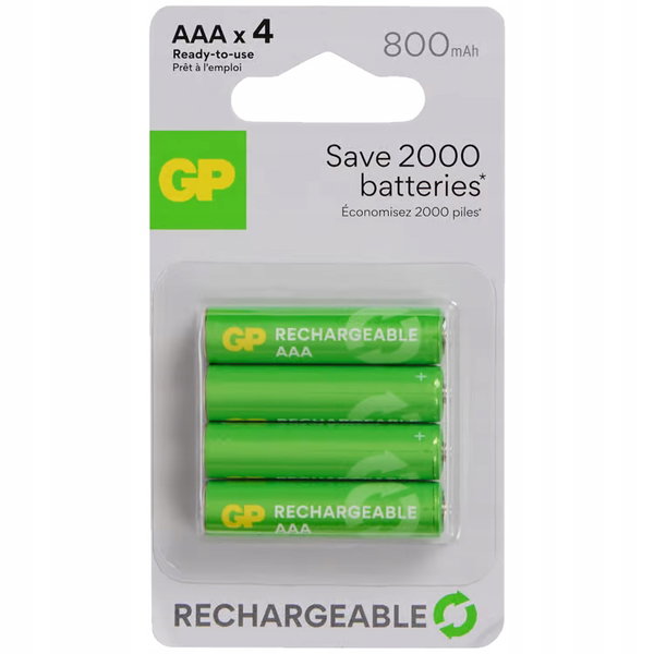 Baterie 800mAh możliwość wielokrotnego ładowania akumulatorki GP AA 4 szt