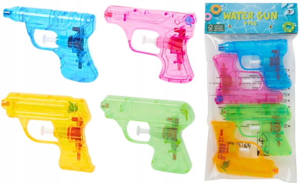 PISTOLET NA WODĘ PISTOLETY NA WODĘ KOLOROWE KIESZONKOWE DLA DZIECI 4 SZT d
