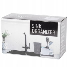 ORGANIZER PRZYBORNIK DO ZLEWU UCHWYT NA ŚCIERKĘ GĄBKĘ OCIEKACZ SREBRNY