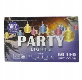 Girlanda lampki ogrodowe zewnętrzne kolorowe transparentne 50 LED IP44 15 m