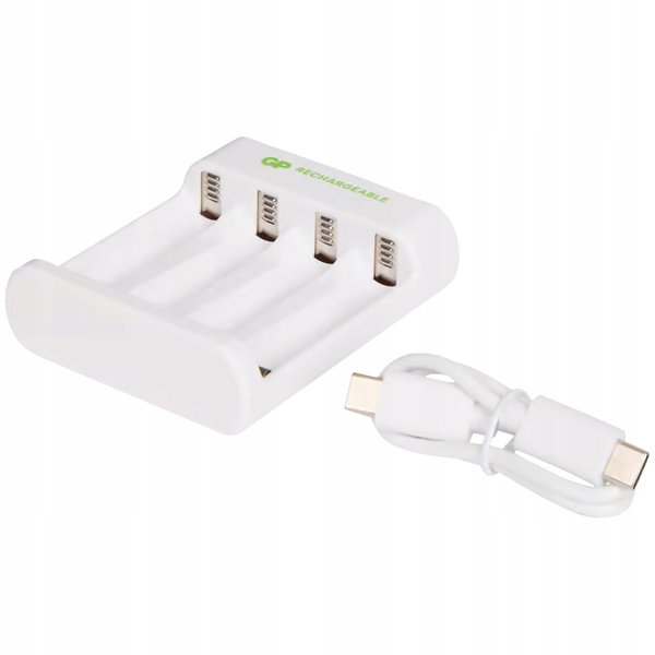 Ładowarka E421 NiMH firma GP ładowanie 4 Batterii AKU AA AAA 6h Biała White