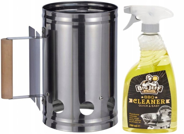 KOMIN DO ROZPALANIA GRILLA STARTER UCHWYT + PŁYN CZYSZCZĄCY BIG JEFF 750ML