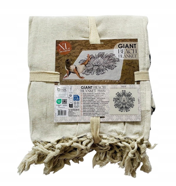 Koc Plażowy XXL 100% Bawełna KWIAT LOTOSU GIANT BEACH BLANKET 200x200 CM