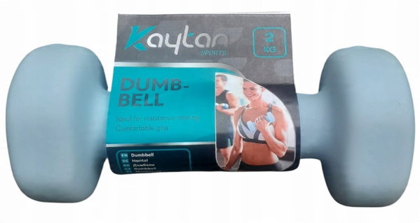 HANTEL CIĘŻAREK 2 kg POWLEKANY GUMĄ ćwiczenia fizjoterapia Kaytan BŁĘKITNY