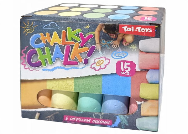 KREDA CHODNIKOWA GRUBA KOLOROWA 15 SZTUK TOI-TOYS ZABAWA NA CHODNIK