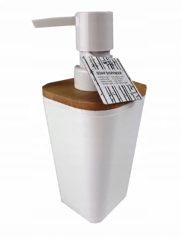 DOZOWNIK DO MYDŁA ŁAZIENKOWY RĘCZNY STOJĄCY 350 ML ELEGANCKI BIAŁO-BEŻOWY