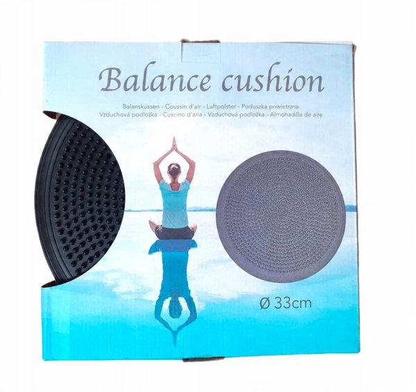 PODUSZKA FITNESS BALANSOWA POWIETRZNA SENSORYCZNA MOCNA 33 cm x 5 cm CZARNA