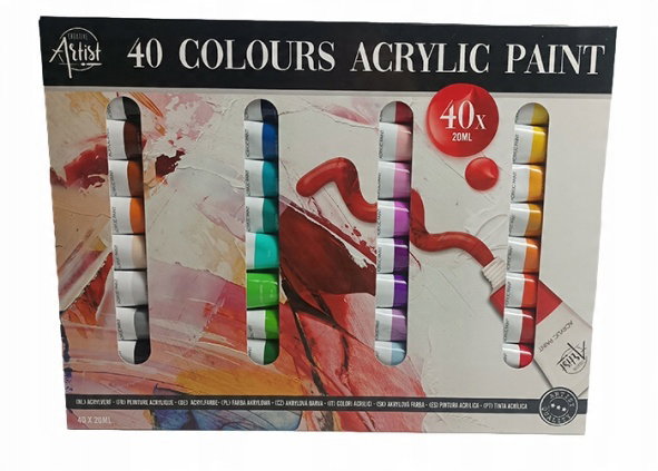 ZESTAW FARB AKRYLOWYCH 40 SZTUK - 20 ML, IDEALNE DO MALOWANIA I DEKORACJI