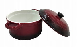 NACZYNIE ŻAROODPORNE DO ZAPIEKANIA EXCELLENT HOUSEWARE 0,2L OKRĄGŁE BORDOWE