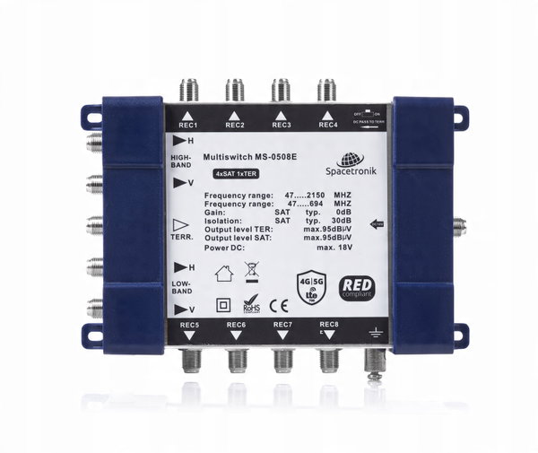 Multiswitch końcowy 5/8 Spacetronik E-Series MS-0508E z zasilaczem nowy