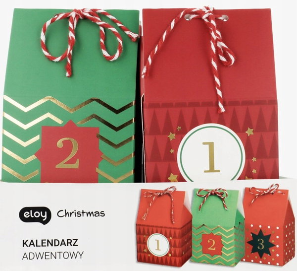 Kalendarz adwentowy Eloy Christmas pudełka domki do uzupełnienia 5x7x11 cm