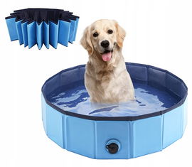 Składany basen ogrodowy dla psa zwierząt 80x80x30cm na upalne dni NIEBIESKI