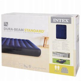 MATERAC DMUCHANY 2 OSOBOWY 191x137x25 cm WELUROWY INTEX WELUROWY NIEBIESKI