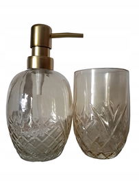 Szklany Dozownik mydła pięknie Zdobiony do Łazienki Kuchni 370ml czarny