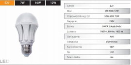 Żarówka LED do domu FL E27 230V 10W 820LM 11,5x6 cm białe ciepłe światło