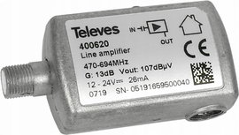 Wzmacniacz RTV liniowy Line Amplifier 470-694 MHz 13 dB UHF Televes 4006
