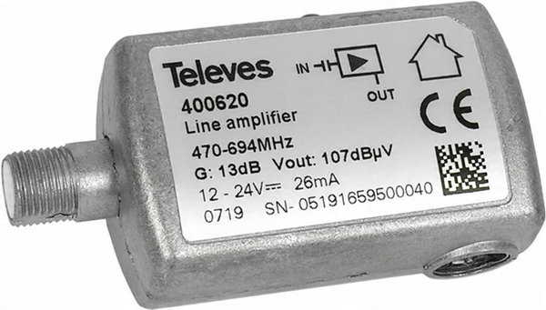 Wzmacniacz RTV liniowy Line Amplifier 470-694 MHz 13 dB UHF Televes 4006