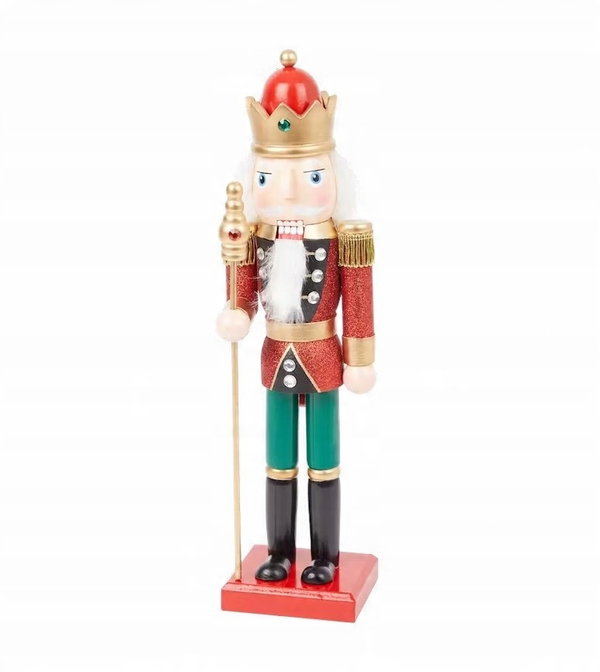 DREWNIANY DZIADEK DO ORZECHÓW FIGURKA ŚWIĄTECZNA 35.5cm XXL PREMIUM CZERWON