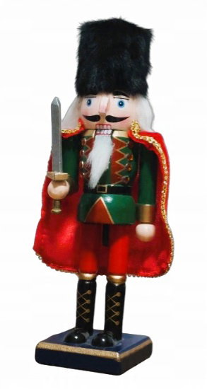 Dekoracyjna FIGURKA Świąteczny DZIADEK DO ORZECHÓW Z MIECZEM 25cm SOSNA