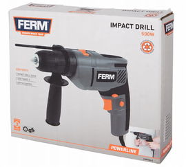 WIERTARKA UDAROWA FERM POWERLINE 500W MOCNA OGRANICZNIK głębokości SZARA