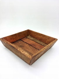 TACA DEKORACYJNA DO SERWOWANIA KWADRATOWA Z DREWNA MANGO 23x20x4,5 cm jasna